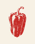 Woodblock print of a red pepper